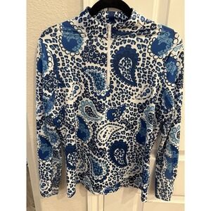 Women's  Gottex Golf Tennis Ruffled Cuff Shirt Medium